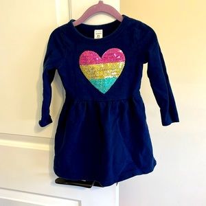 Carter’s 2T Sparkle Heart Navy Dress